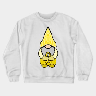 Gnome Holding A Yellow Awareness Ribbon Crewneck Sweatshirt